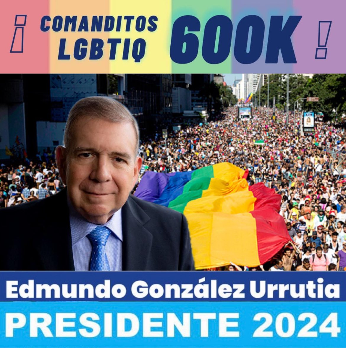 Comanditolgbtiq's tweet photo. 🇻🇪Comanditos LGBTIQ🏳️‍🌈🏳️‍⚧️
Nosotrxs también nos activamos en todo el país y este 28 de Julio votaremos por @EdmundoGU  para Presidente de Venezuela. Cómo dice @MariaCorinaYA #hastaelfinal 
@ComanditosVzla la Población LGBTIQ y todo el mundo, con EDMUNDO https://t.co/8MBbZZVPMp