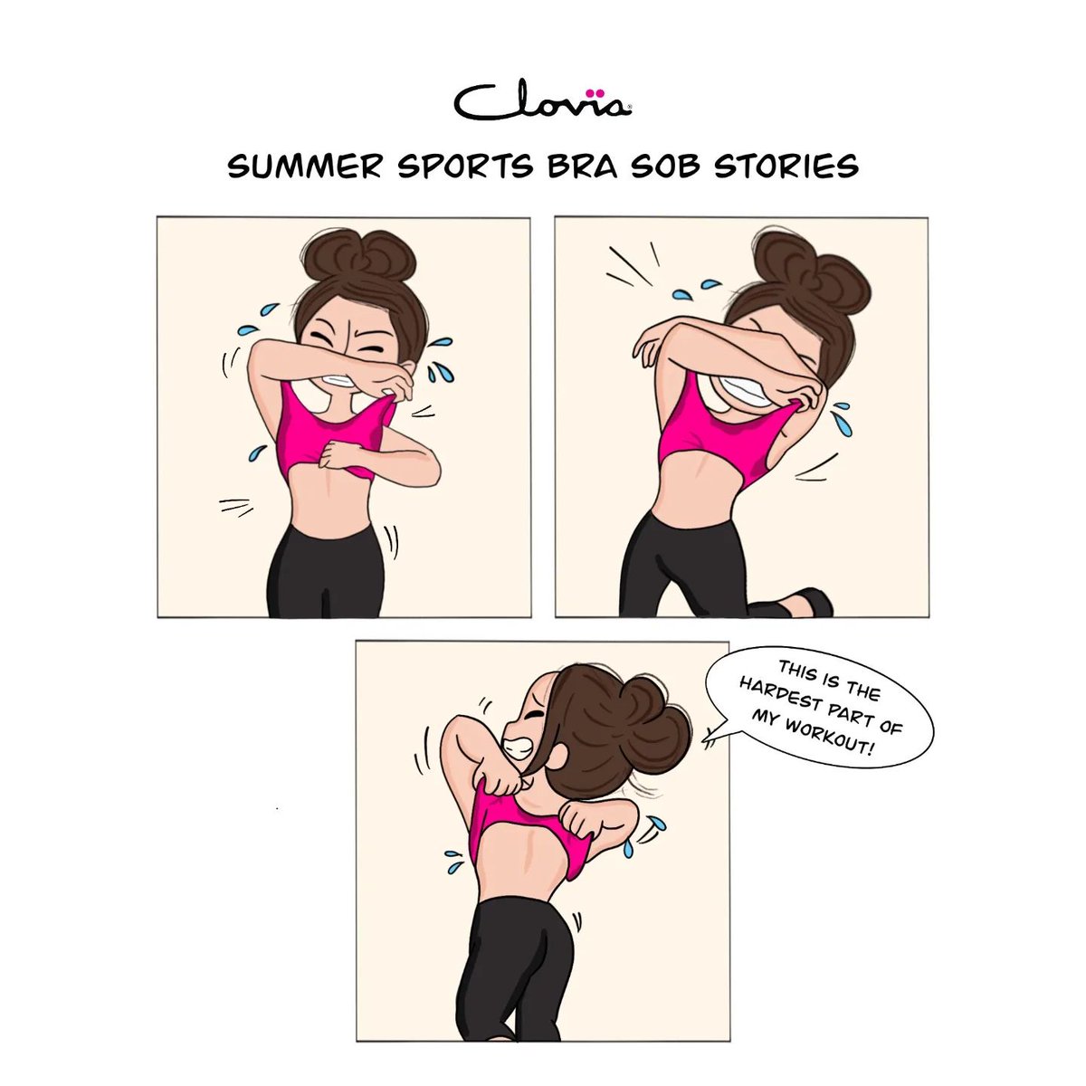 Cloviafashions's tweet image. Breaking a sweat is easy, but getting out of this sports bra? That’s the real workout! 💪 

#SummerStruggles #girlsstruggles #girlslifestories #sportsbra #doodlesofclovia #doodleart #relatablepost #clovia