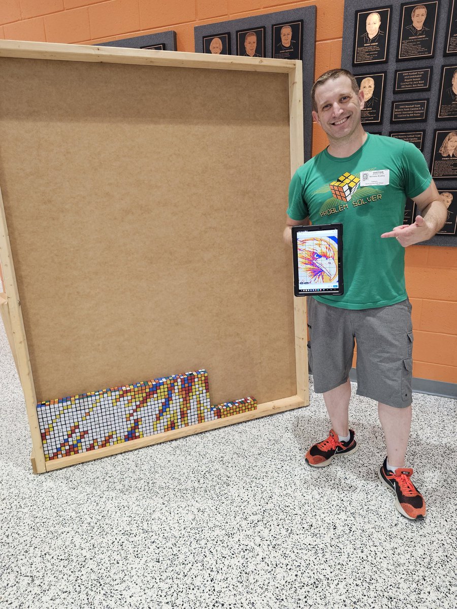 The <a href="/DavieCountySch/">Davie County Schools</a> welcomes <a href="/burlyn88/">Nick Bradley- CubeCreators</a> to <a href="/daviecountyhs/">Davie County High</a> to create the DCHS logo out of rubrics cubes. We are looking forward to the final image. #experiencedavie