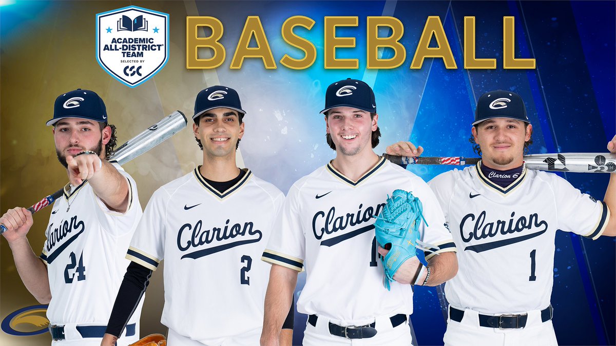Congratulations to <a href="/ClarionBaseball/">Clarion Baseball</a>'s  Caden Contant, Bobby Curry, Danny Fox and Kasey Shughart on earning College Sports Communicators Academic All-District honors in 2024!

🔗 bit.ly/3V7PWGW