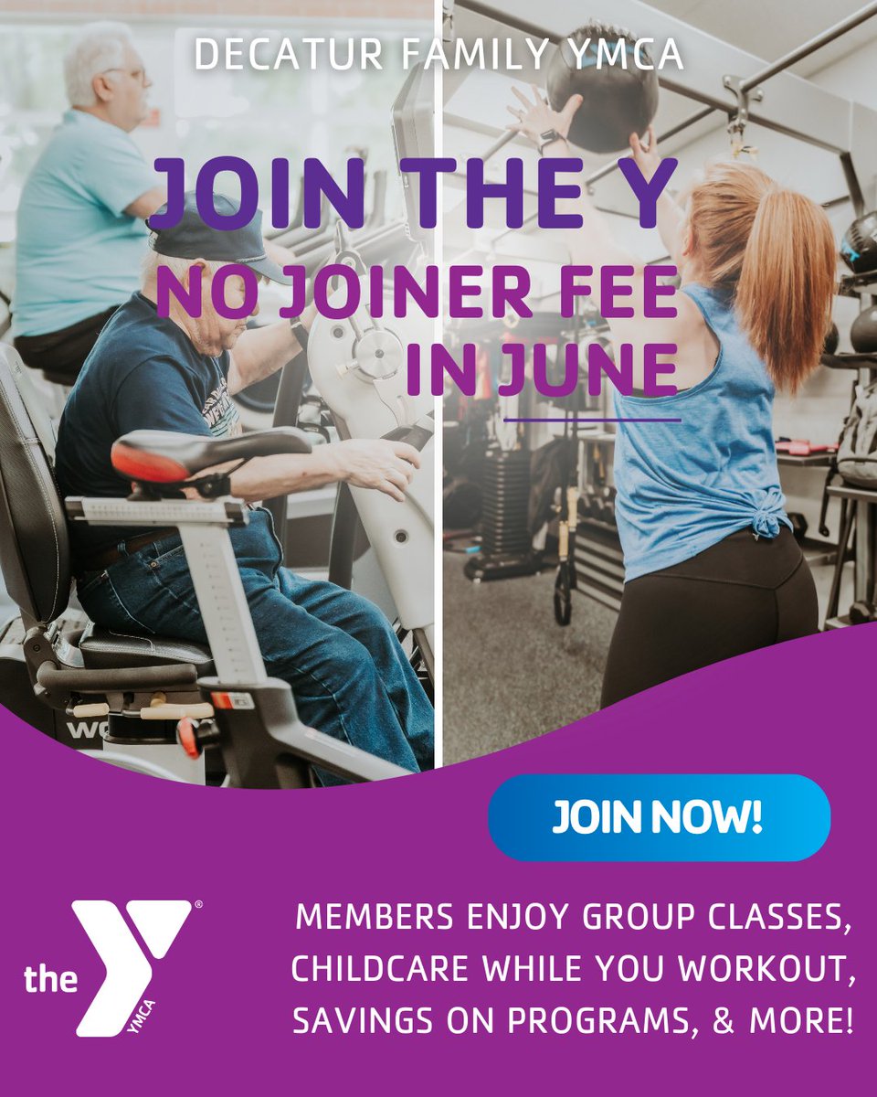 DecaturYmca's tweet image. Get the word out - now through June 30, we are waiving the Joiner Fee for new memberships!

We look forward to seeing you soon and can't wait to welcome you to our Y Family! To claim your $0 joiner fee membership, visit decaturymca.org/join