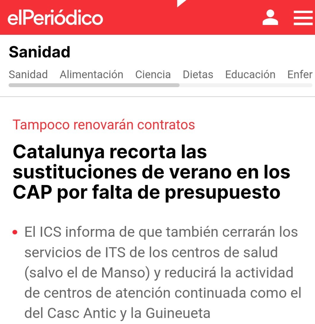 Mentre l'#ICAM va donant altes injustificades, sense reconèixer informes dels nostres facultatius on es detallen les limitacions funcionals de les malalres, el Sr. <a href="/manelbalcells/">Manel Balcells</a>, Conseller en funcions de <a href="/salutcat/">Salut</a> NO FA RES, i el panorama de cara l'estiu pinta així: