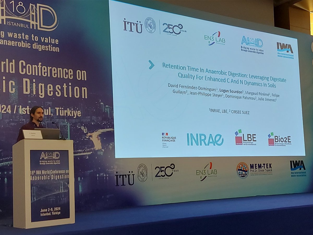 LBE INRAE (@lbe_inrae) on Twitter photo Finally, Logan Sourdon, engineer <a href="/LBE_INRAE/">LBE INRAE</a>, presented results on the impact of retention time in #anaerobicdigestion on digestate quality at the 18th IWA World Conference on Anaerobic Digestion (AD18).
<a href="/INRAE_TRANSFORM/">INRAE TRANSFORM FoodBioprodWasteEng</a> <a href="/INRAE_OC_MPL/">INRAE Occitanie-Montpellier</a> <a href="/suez/">SUEZ</a>
<a href="/IWAHQ/">International Water Association</a> Finally, Logan Sourdon, engineer <a href="/LBE_INRAE/">LBE INRAE</a>, presented results on the impact of retention time in #anaerobicdigestion on digestate quality at the 18th IWA World Conference on Anaerobic Digestion (AD18).
<a href="/INRAE_TRANSFORM/">INRAE TRANSFORM FoodBioprodWasteEng</a> <a href="/INRAE_OC_MPL/">INRAE Occitanie-Montpellier</a> <a href="/suez/">SUEZ</a>
<a href="/IWAHQ/">International Water Association</a>