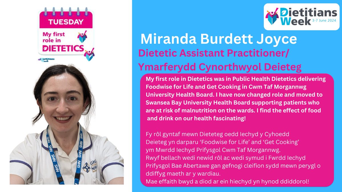 #DW2024 My first role in Dietetics/ Fy rôl cyntaf yn Dieteteg