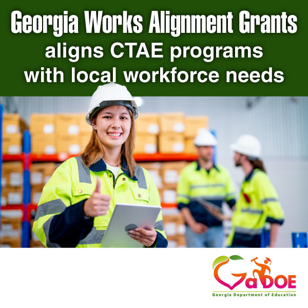 georgiadeptofed's tweet photo. GaDOE &amp; GDEcD are partnering to award $203,564 in Why Georgia Works Alignment Grants to help 15 local school districts improve the alignment of their Career, Technical, and Agricultural Education programs with local industry needs.
Read more: https://t.co/5wb3WzIvAA
#CTAEDelivers https://t.co/99FKTlWPH0