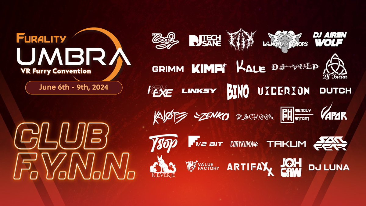 furality's tweet photo. //////////////////////////////////////////////////
/// TRANSMISSION RECEIVED. ///
SENDER: #FuralityUmbra.
HYPE LEVELS RISING
POSTER PRODUCED
THE FOLLOWING DJS 
ARE EN ROUTE TO SOLARA NOW
#ClubFYNN IS BACK. 
SEE YOU THERE
/// JUNE 6TH-9TH. REGISTER NOW: https://t.co/OTevBFmtvF /// https://t.co/uVmyuR7YPS