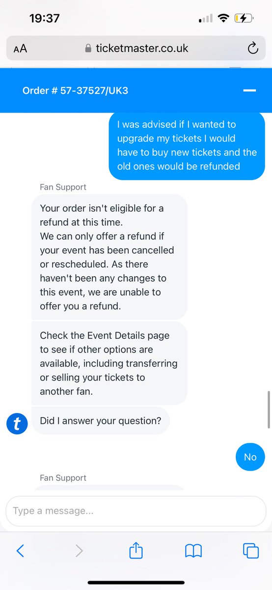 mo0rrick's tweet photo. @Ali43016167 @TicketmasterUK Been trying to contact them for a few days now and no response but they were quick to respond when I wanted to upgrade my tickets!! https://t.co/DpoiN4Pa6f