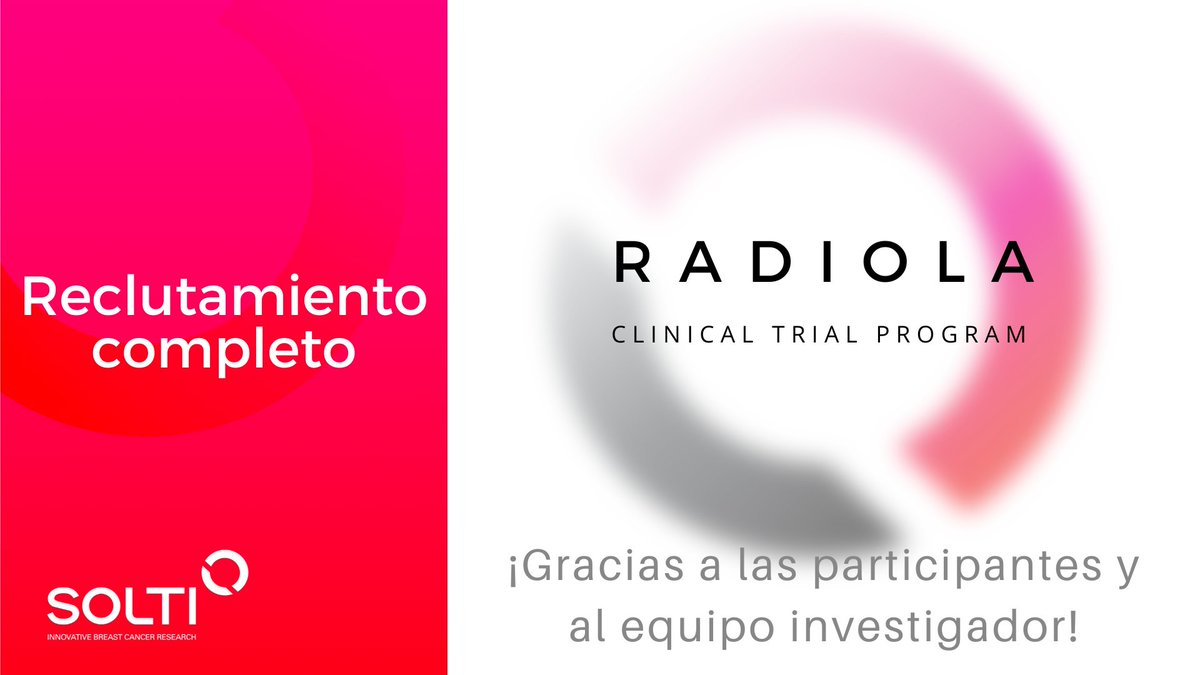 SOLTI #cancerresearch (@_solti) on Twitter photo ¡HEMOS COMPLETADO EL RECLUTAMIENTO DEL ESTUDIO RADIOLA!
➡️Estudio para la predicción de respuesta a Olaparib en pacientes con #cáncerdemamametastásico HER2-negativo: gruposolti.org/ensayosclinico…
😉¡Gracias a pacientes y al equipo involucrado!
<a href="/judithbalmana/">judith balmaña</a> <a href="/vserra_elizalde/">Violeta Serra</a> ¡HEMOS COMPLETADO EL RECLUTAMIENTO DEL ESTUDIO RADIOLA!
➡️Estudio para la predicción de respuesta a Olaparib en pacientes con #cáncerdemamametastásico HER2-negativo: gruposolti.org/ensayosclinico…
😉¡Gracias a pacientes y al equipo involucrado!
<a href="/judithbalmana/">judith balmaña</a> <a href="/vserra_elizalde/">Violeta Serra</a>