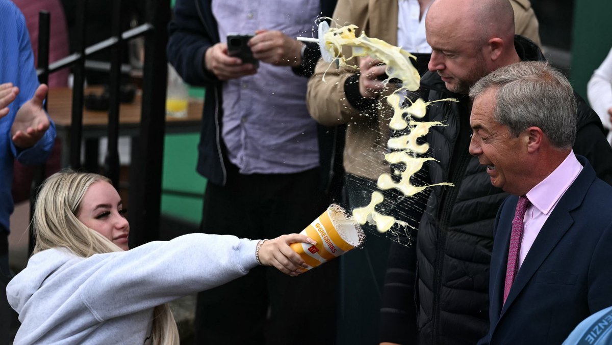 Crazy that Farage milkshake flew out so perfectly 🤯