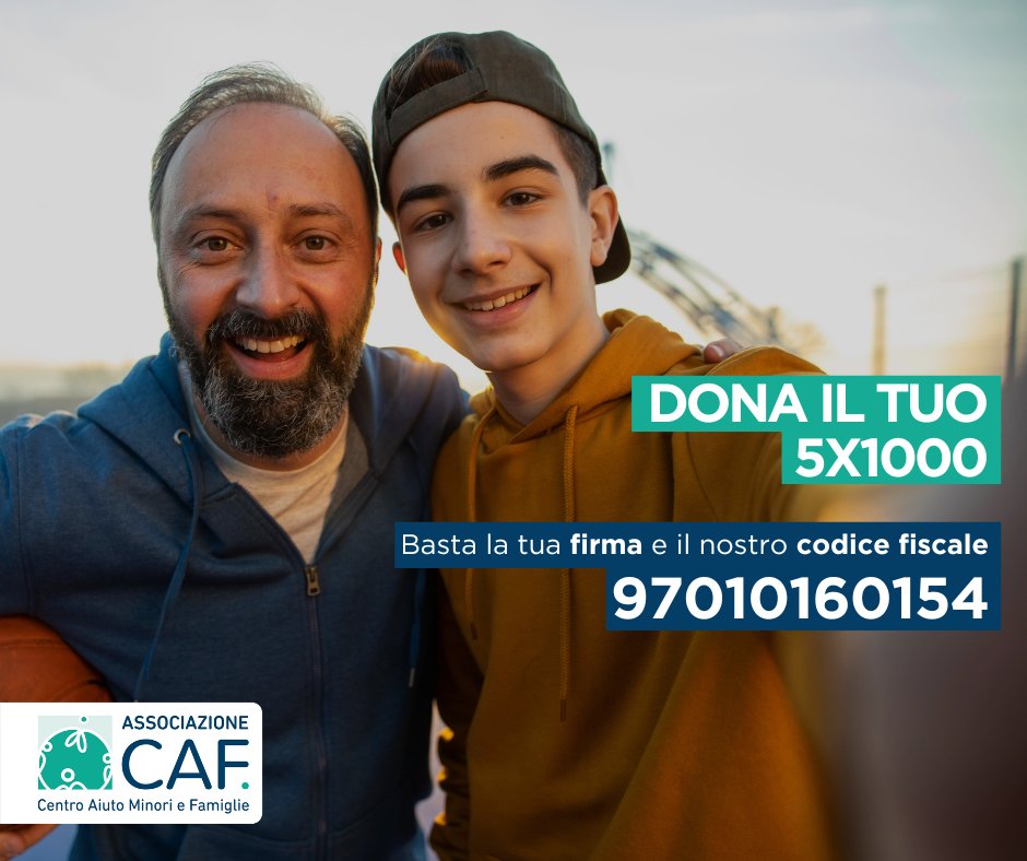 Andrea, in Comunità da 3 anni, ha trovato in Marco una nuova famiglia da cui ripartire, grazie a un percorso di #affido.

Con il tuo #5x1000 possiamo scrivere altre storie a #LietoFine come questa. Sostienici con la tua firma e il nostro CF 97010160154

#associazionecaf