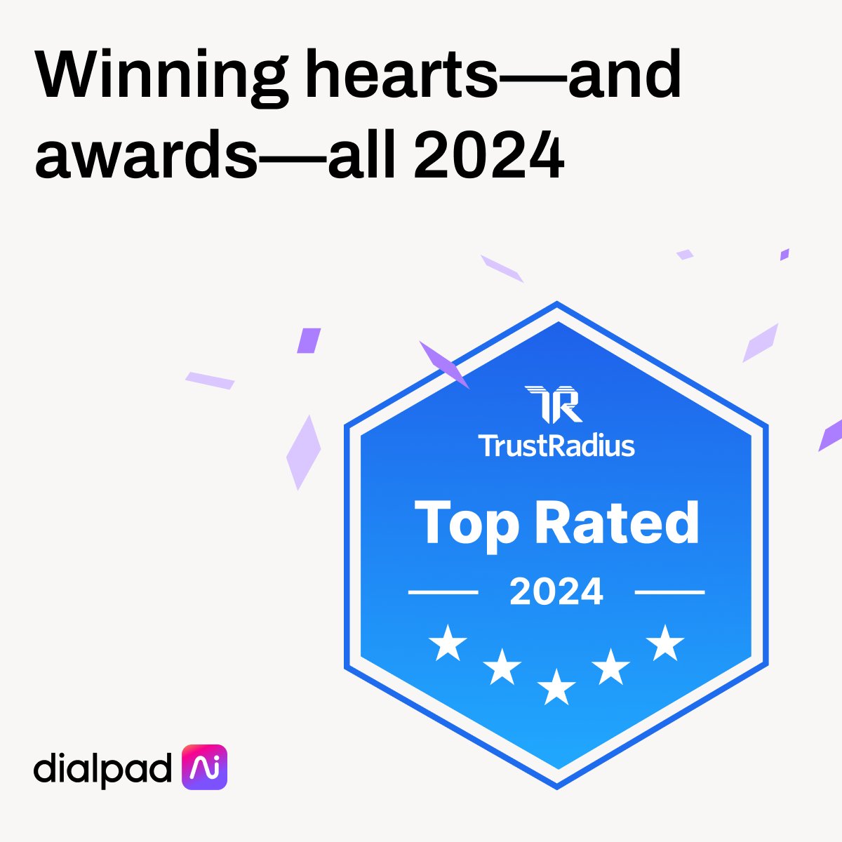 💘 🏆 Thrilled to be crowned a TrustRadius Winner for another year! Big thanks to our amazing users for rating us as the best in class. #Dialpad #TrustRadius #TopRated #Ai Find out why: bit.ly/3Kuz5Jp