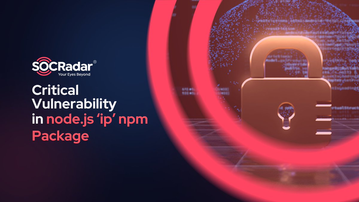 socradar's tweet image. 🚨 Critical Vulnerability in node.js ‘ip’ npm Package
🔍 A critical security vulnerability, CVE-2024-29415 (CVSS: 9.1), has been found in the node.js &apos;ip&apos; npm package, which has nearly 20 million weekly downloads. This flaw poses a risk of #ServerSideRequestForgery (#SSRF)…