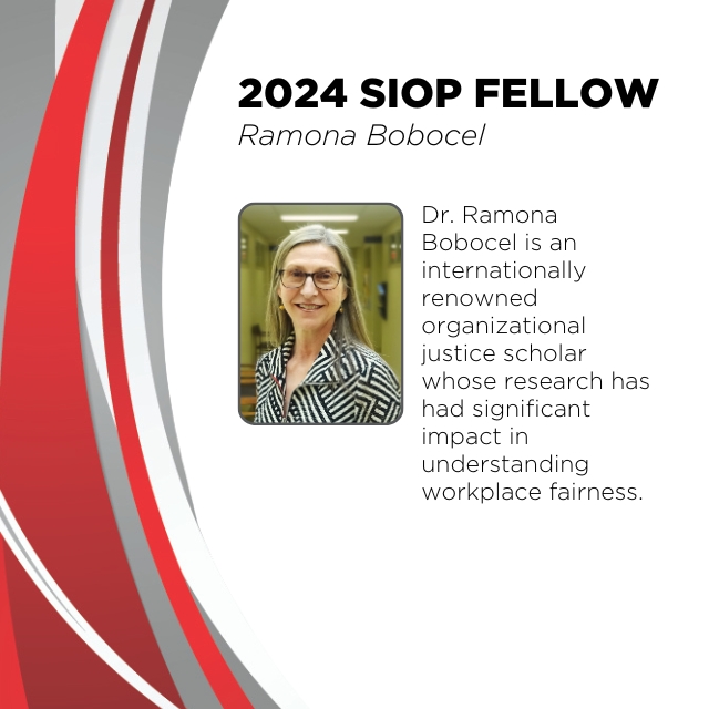 SIOP Fellowship is one of the highest honors a member can receive. In 2024, 30 members received Fellow status.

Join us in recognizing 2024 Fellow Ramona Bobocel.

You can learn more in the 2024 SIOP Salutes: tinyurl.com/prsn6pja.

#IOPsych #SIOPSmarterWorkplace #SIOPSalutes