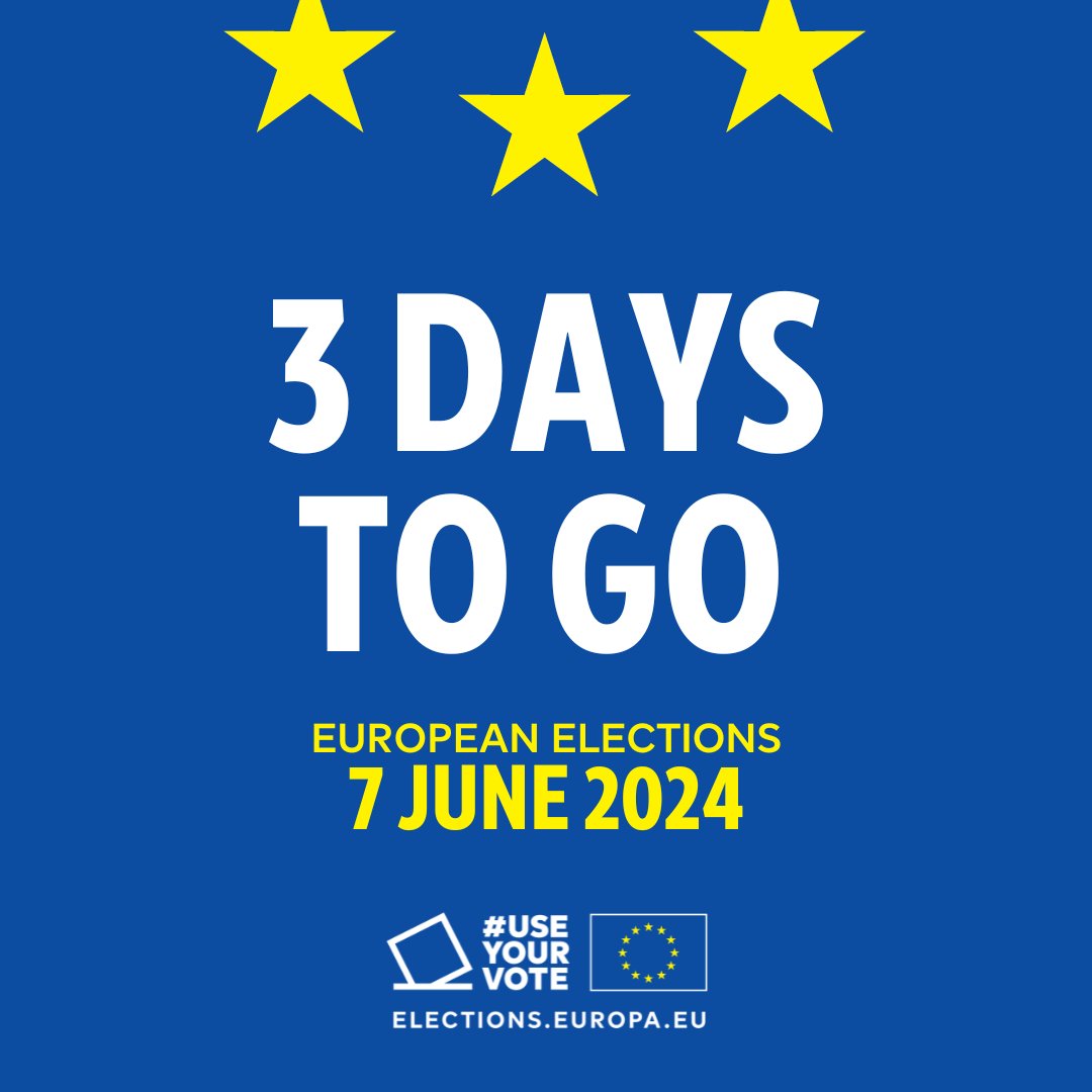 EPinIreland's tweet photo. 3⃣ days until 🇪🇺Election day in 🇮🇪Ireland! #UseYourVote https://t.co/E1fVKI425L