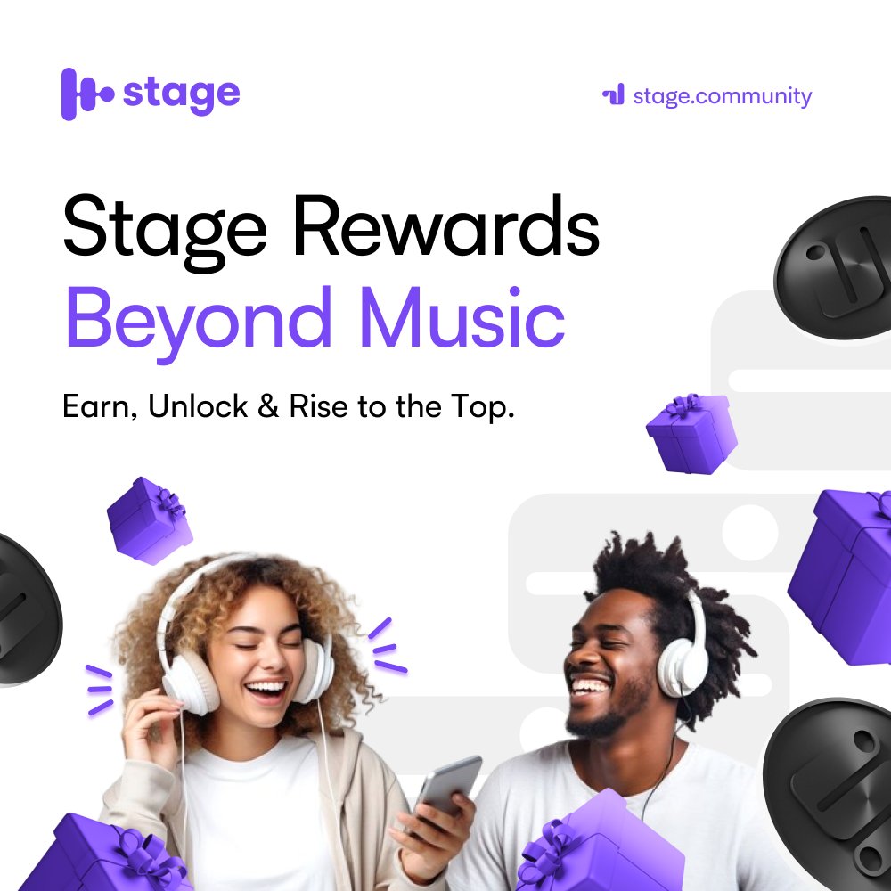 stage_community's tweet photo. Stage isn’t just a platform; it’s your gateway to endless opportunities. Reward your passion and creativity through our exclusive rewards system:

✔️ Earn $STAGE Tokens: Be rewarded for your talent and fan engagement.
✔️ Unlock Premium Content: Access masterclasses, workshops, and unique artist experiences.
✔️ Rise to the Top: Build your fanbase, earn recognition, and unlock exciting rewards.

Transform your musical journey with STAGE. 
Your talent deserves more than applause.

#Stage #Music