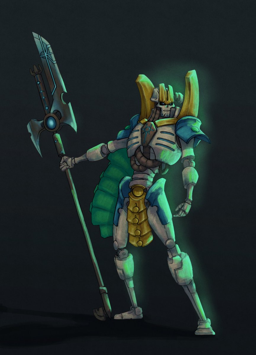 Geleren2's tweet photo. Well back on the grind to find a new job. at least I had time to make new art, It has been a long while since and yes it's a Necron.

A basic lord Necron using my army scheme. Hope you like it.

#necron #WarhammerArt #warhammer40k #digitalsketch https://t.co/nr9vfNfYiM