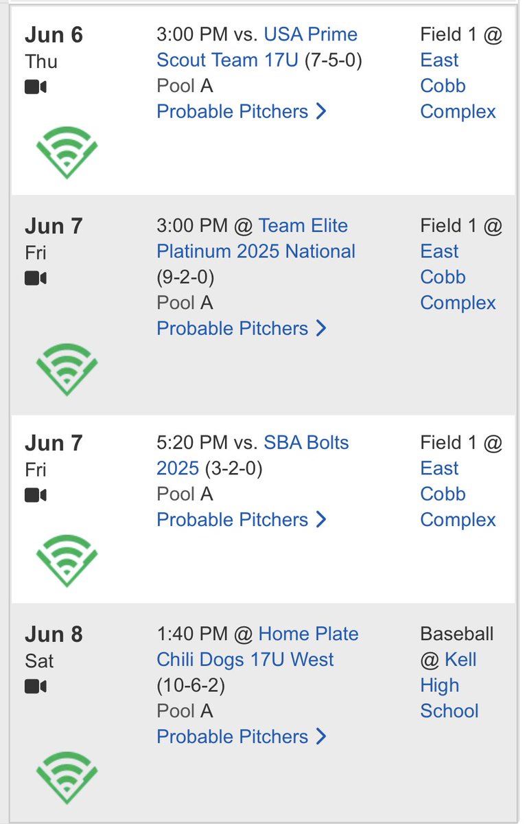 Hey all! We’re back!

Starting our summer in East Cobb, Ga.

Game 1 is June 6th @ 1pm. East Cobb Complex, Field 1. 

Come out and see us.