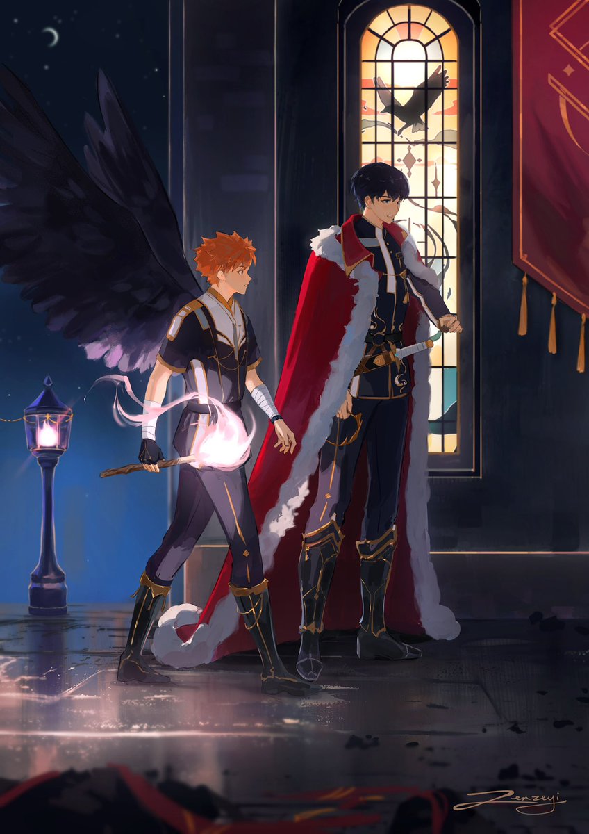 zenzeyi's tweet image. Just wanted to draw Hinata with wings and here we are… have some haikyuu fantasy au #ハイキュー