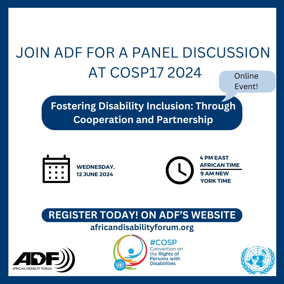 ADFSecretariat's tweet photo. 📣 Register for our virtual side event at this year's COSP17!

🔗 https://t.co/3xXyNgSFZo

#cosp17 #disabilityinclusion #weareable https://t.co/PjGasS3b6d