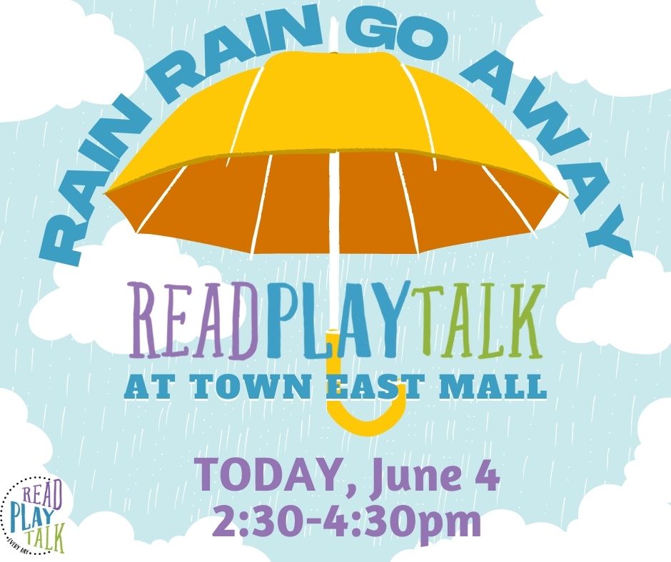 ReadPlayTalk (@readplaytalktx) on Twitter photo Don't let the weather keep you away!๐ฆโ๏ธJoin us at <a href="/TownEastMall/">Town East Mall</a> TODAY from 2:30-4:30pm at the #ReadPlayTalk Play Area! Families will be able to do a craft and choose a book to take home and read this summer๐๐โ๏ธ
We'll see you there! ๐คฉ Don't let the weather keep you away!๐ฆโ๏ธJoin us at <a href="/TownEastMall/">Town East Mall</a> TODAY from 2:30-4:30pm at the #ReadPlayTalk Play Area! Families will be able to do a craft and choose a book to take home and read this summer๐๐โ๏ธ
We'll see you there! ๐คฉ