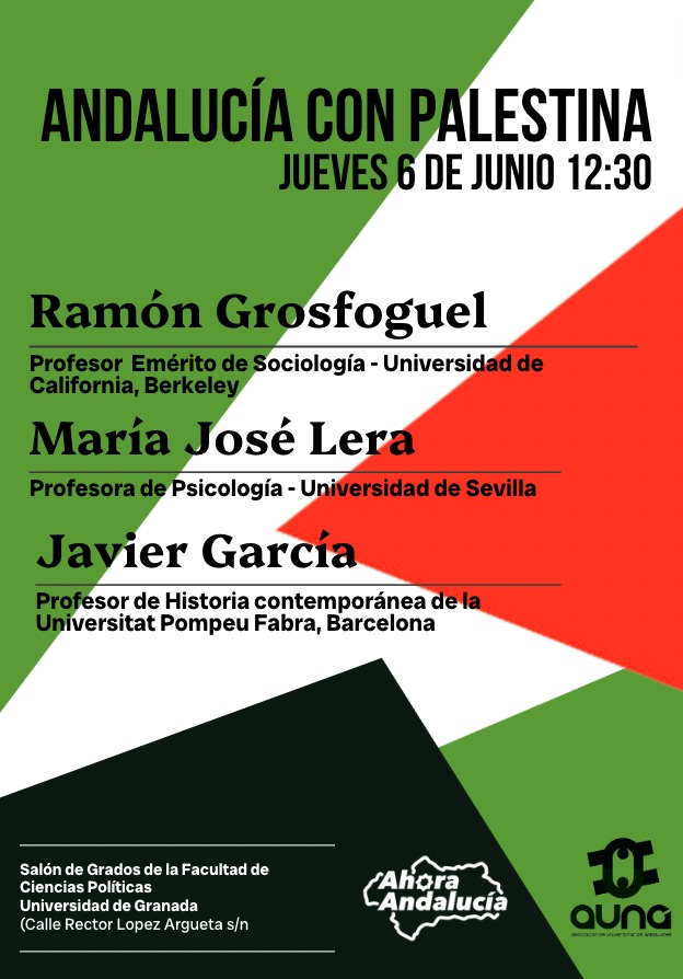 Mañana miércoles 5 a las 20:30 y el jueves 6 a las 12:30 tenemos dos actos de @AhorAndalucia en Granada.  Con @pilartavora, nos vemos en la casa de Lorca. Y con <a href="/ProfGrosfoguel/">Ramón Grosfoguel</a> en la UGR.

 ¡Allí os esperamos!
¡Viva Andalucía Libre!