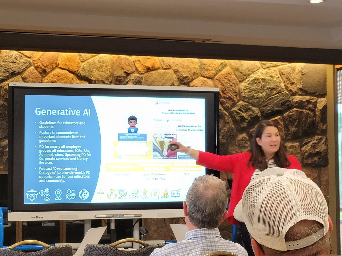 C21Can's tweet photo. Excellent #AI presentation by #Edleaders from @WaterlooCDSB on their #ai journey @ECNOConnect #ecno24 #onted Thanks for sharing our @C21Can future of AI Report! It takes a village! #shiftingminds https://t.co/ZKxUs0W3jy