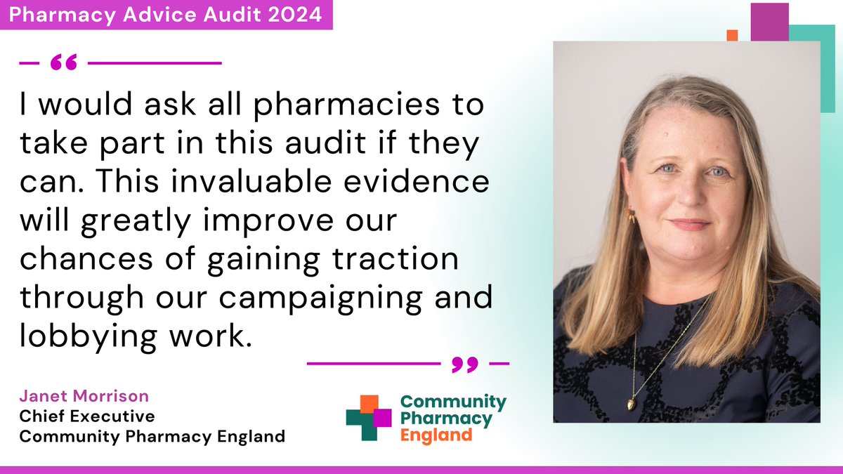 Our CEO, Janet Morrison, emphasises the significance of the Pharmacy Advice Audit data in advocating for increased funding and demonstrating the immense value pharmacies offer to the NHS.

Help us gather critical evidence. Please take part 👉 bit.ly/3Re4SCe