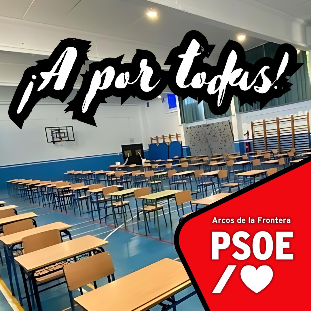 PSOE_ARCOS's tweet photo. 📚 Ánimo a los y las estudiantes arcenses que están examinando de la PEvAU.

♥️ Que todo vuestro trabajo, esfuerzo e ilusión os guíen para conseguir el mejor resultado posible y que este sea el primer paso para materializar el futuro de vuestros sueños.

💪 ¡A por todas! https://t.co/G7OOtPpoYm