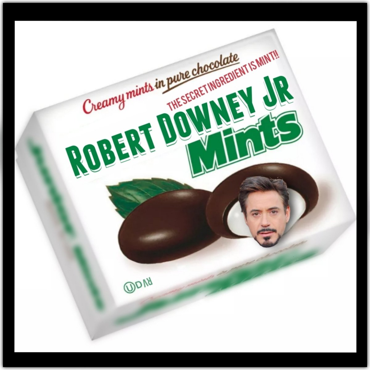 r33tv's tweet image. 🎶🏝️🍫⭐❄️🏝️🎶
#RobertDowneyJr #JuniorMints #robertdowneyjredit #memes #parody #meme #art #candy #sugar #mint #boxart #packagingdesign #chocolate