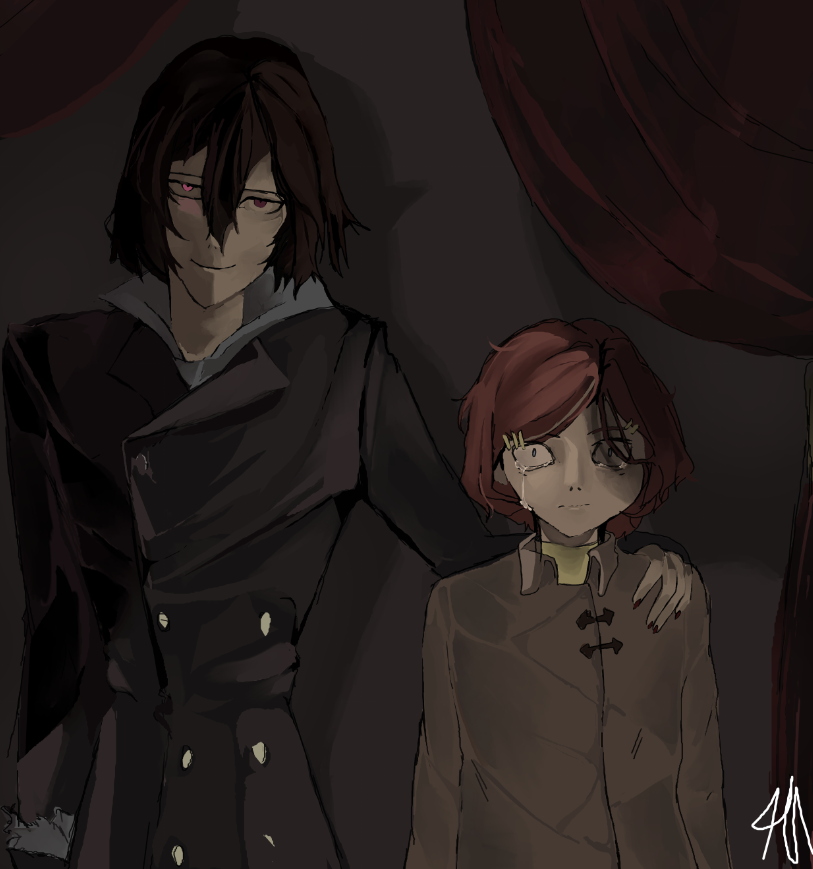 tarasticb's tweet photo. what a cute happy family :3 say cheese! #fyodor #Aya #bsdtwt #bsd #chapter115 #bungostraydogs https://t.co/8pCFYxPLqu