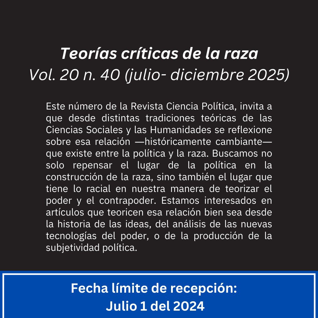 rcp_un's tweet photo. 'Teorías críticas de la raza'
📍Editor:
Andrés Henao
Universidad de Massachusetts (Estados Unidos)

También recibimos contribuciones para la sección de Tema Libre.✍️ https://t.co/QvYx0LH2XQ