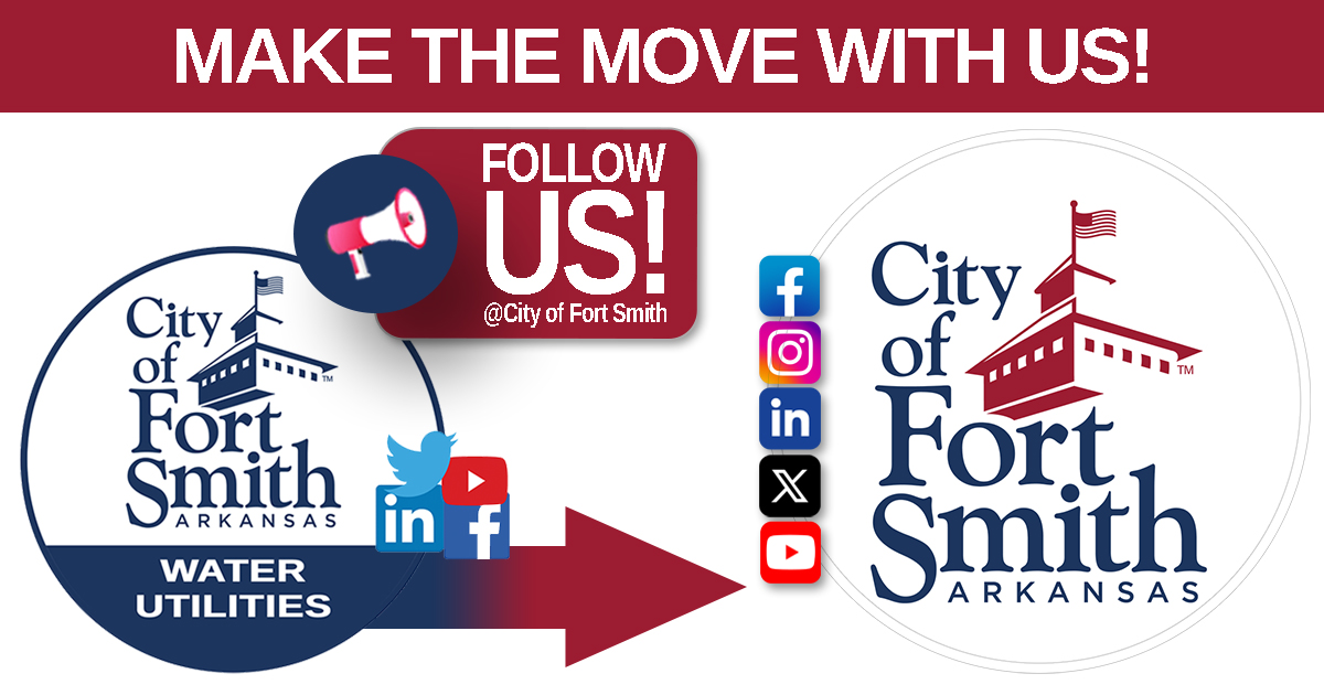 FortSmithWater's tweet photo. Effective July 1st, the City of Fort Smith Water Utilities  X (Twitter) account will no longer be active. If you currently follow us on this social media platform, MAKE THE MOVE WITH US as we merge with @FtSmithARK - MORE OF THE CITY’S CONTENT  IN ONE PLACE! https://t.co/F7gc2udWfl
