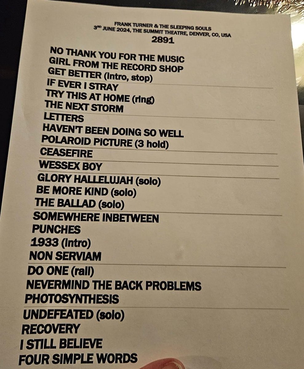 goody4you's tweet image. Night 1 in Denver ✅ 
Show number 2,891 FT❌HC
 @frankturner @SleepingSouls #FTHC #Undefeated