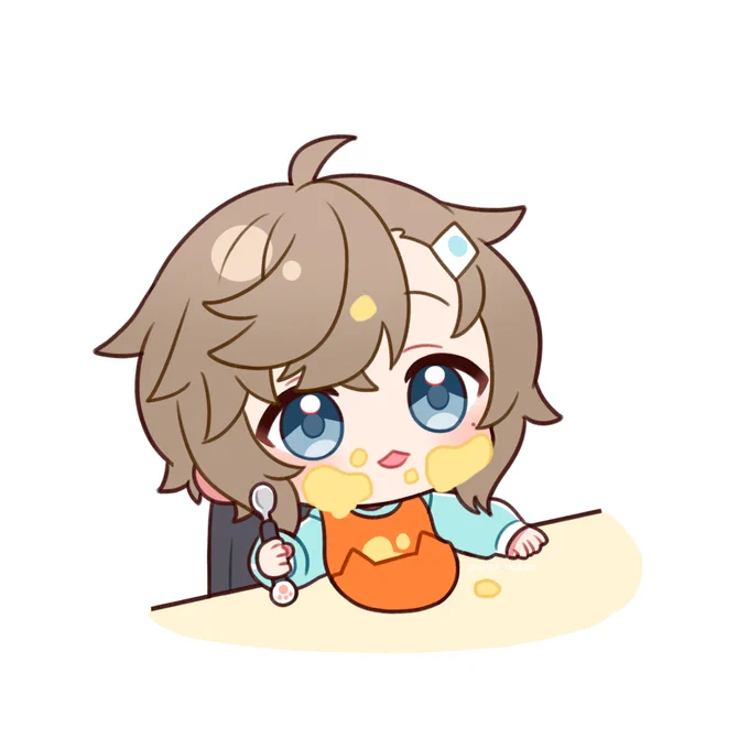 どうやって食べたらそうなるのってくらい顔中べたべたになったばぶ 