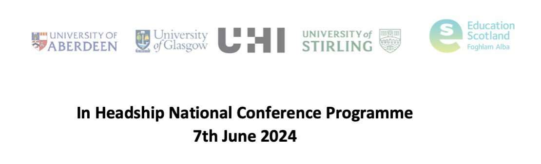 We look forward to the #InHeadship National Conference on Friday. Participants from all over Scotland will be presenting their academic posters to colleagues, reflecting on the #IH8 programme and engaging with @RushtonDr on provocations around Leadership of LFS @SCRCM_StirUni