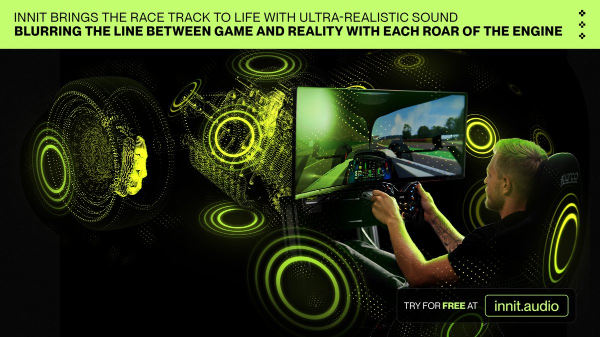InnitAudio's tweet photo. Rev up your gaming experience with Innit! π§
Feel the thrill of the race track with ultra-realistic sound that blurs the line between game and reality. ποΈ
Try it for free at https://t.co/DOuVNMULw3
#SimRacing #InnitAudio https://t.co/mcGTiPpRL6