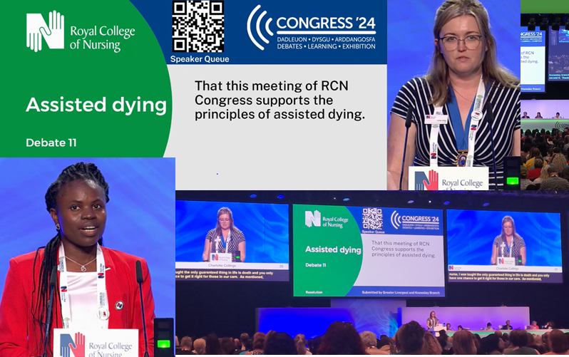 A powerful and emotional debate on assisted dying at RCN Congress today, with contributions from RCN Eastern's Charlotte and Chinenye. #RCN24
