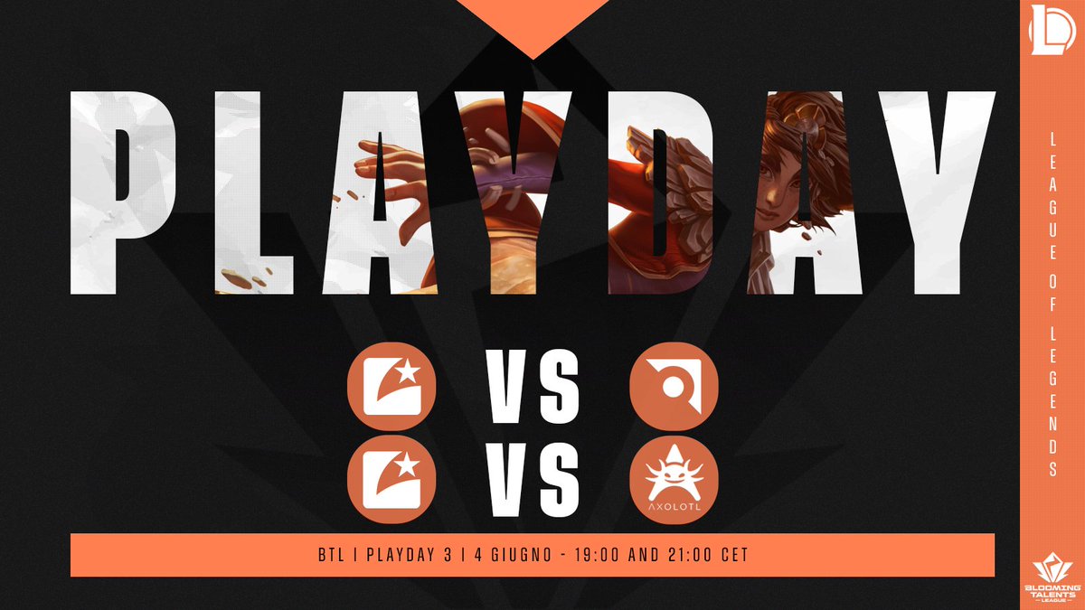 LobstarEsports's tweet photo. Stasera doppio impegno, capiamo se siamo pronti. 

🏆 BTL | Playday 3

🆚 @Axolotl_Esports | ⏰ Dalle 19:00 CET
🆚 @AWYesport | ⏰ Dalle 21:00 CET

📺 Live su: 
• https://t.co/fAQtpxvCdK
• https://t.co/DeIjqrMulV

#GOLOB #LOBWIN
#BloomingTalentsLeague #BTL #LeagueOfLegends https://t.co/uT4zOpSJGS