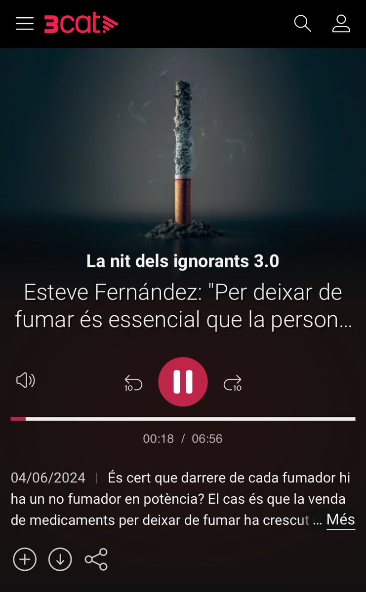 Esteve Fernández (@stvfdz) on Twitter photo Ahir, intens i molt agradable diàleg amb en XSolà a la <a href="/nitignorants/">La nit dels ignorants</a> de <a href="/CatalunyaRadio/">Catalunya Ràdio</a>. Vam parlar de la importància de la motivació per deixar-ho i com controlar altres determinants socials i comercials del tabaquisme.
#UCTalsMitjans
🔊Son 6 minutets: ccma.cat/3cat/esteve-fe… Ahir, intens i molt agradable diàleg amb en XSolà a la <a href="/nitignorants/">La nit dels ignorants</a> de <a href="/CatalunyaRadio/">Catalunya Ràdio</a>. Vam parlar de la importància de la motivació per deixar-ho i com controlar altres determinants socials i comercials del tabaquisme.
#UCTalsMitjans
🔊Son 6 minutets: ccma.cat/3cat/esteve-fe…
