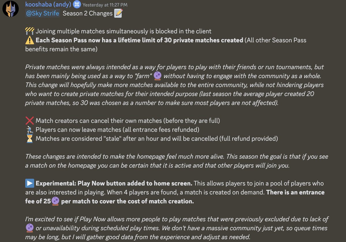 WASD (@wasd_0x) on Twitter photo Some alpha on upcoming changes to <a href="/skystrifeHQ/">Sky Strife</a> Season 2 👀
Big fan of these as they should increase accessibility and reduce farming
Very hyped for June 10 ⚔️ Some alpha on upcoming changes to <a href="/skystrifeHQ/">Sky Strife</a> Season 2 👀
Big fan of these as they should increase accessibility and reduce farming
Very hyped for June 10 ⚔️