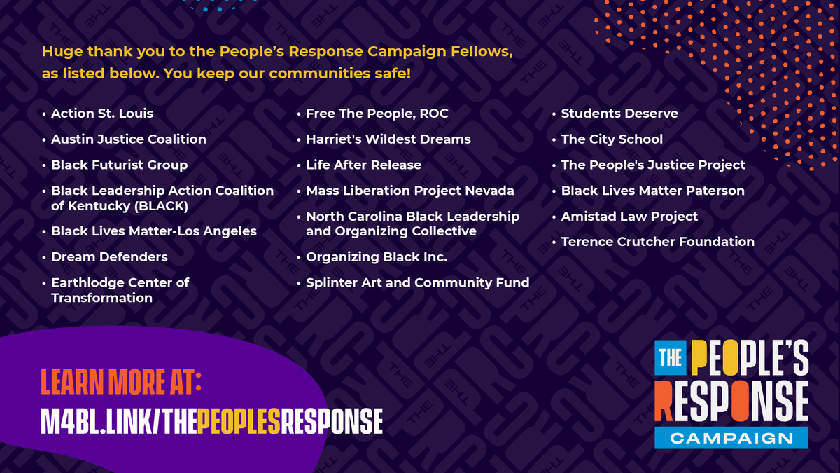 5/5 Join us in the fight! Text PRC to 90975 to demand your representatives support true community safety. Visit m4blaction.link/PRA to take action now!
#THEPEOPLESRESPONSE  #INDEFENSEOFBLACKLIVES