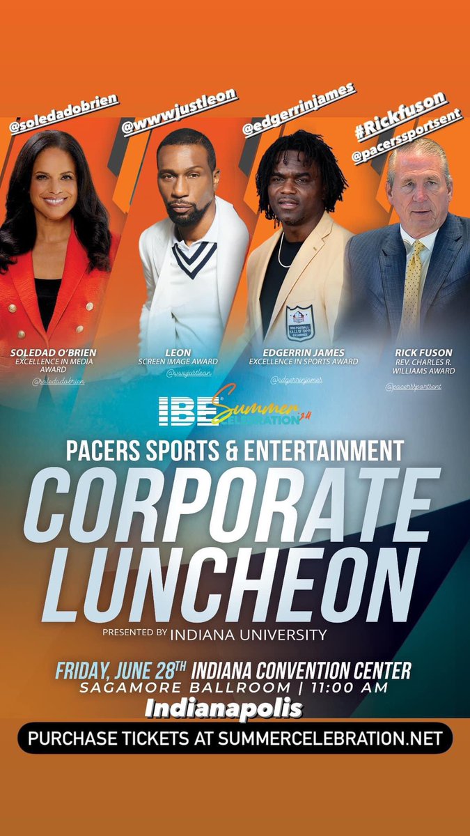 ampharris's tweet photo. Super proud of my lil bro @ProFootballHOF #InMate336 @colts @edgerrinjames. @inblackexpoinc @PacersSportsEnt Luncheon Fri June 28th Indiana Convention Center at 11:00am.
βοΈ #EdgerrinJames
βοΈ @soledadobrien
βοΈ @justleon
βοΈ @Bcrfuson
Purchase tickets at https://t.co/dHbz30dM9s https://t.co/ixiFbdHEE3