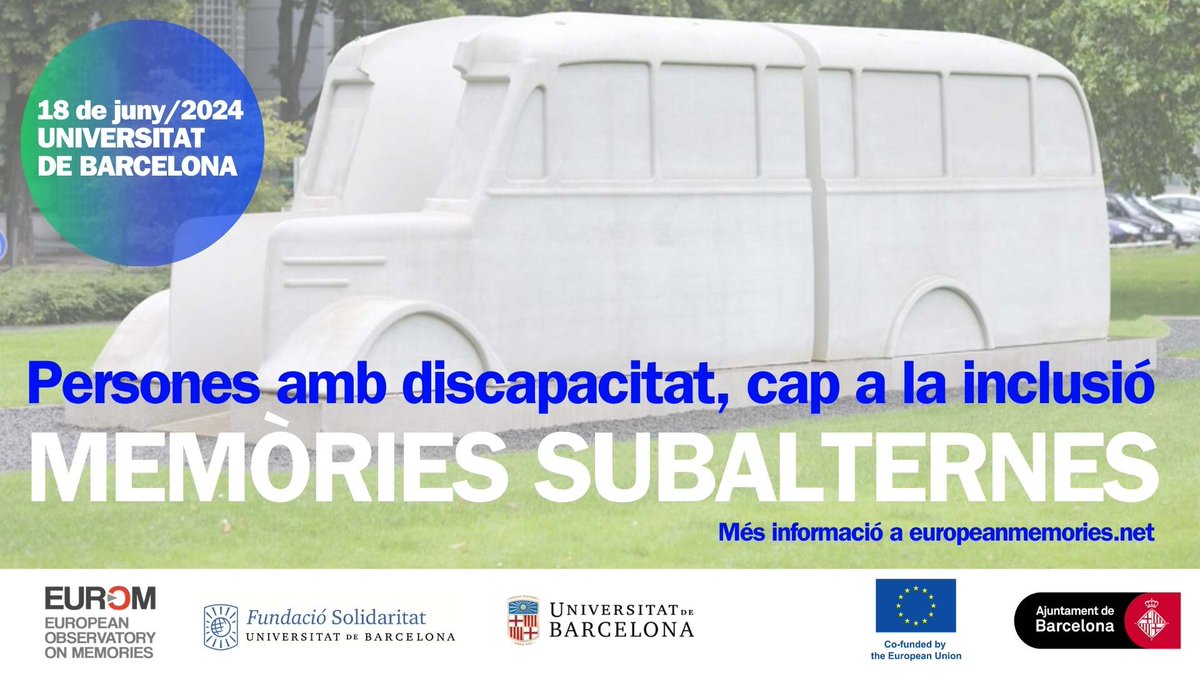 ♿️ A la jornada internacional #MemòriesSubalternes d'enguany explorarem el potencial transformador de la memòria històrica i col·lectiva per contribuir a la consecució d’una societat més inclusiva

✍️ PLaces limitades! europeanmemories.net/activities/sub…
📆 18 de juny 
📌 <a href="/UniBarcelona/">Universitat de Barcelona</a>