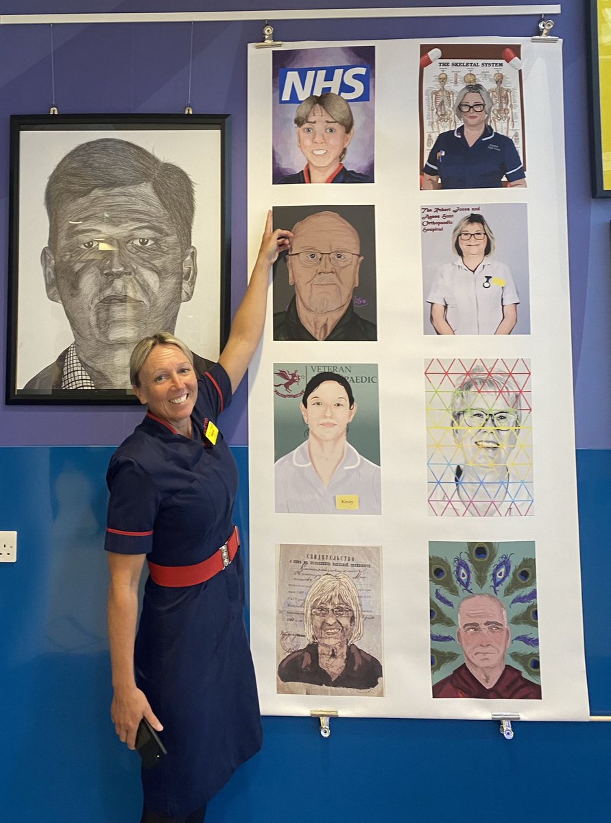 WO2 Warren picking herself out!  The art installation at RJAH has been produced by Telford College art students to celebrate those involved with the Veterans service as part of our DDay celebrations.