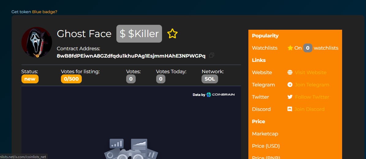 🔥Another Achievement Our marketing team Targeting audience from all over the world 🚀🥳

👻👻 Ghost Face is now listed on CoinList.Net

👻👻 Track $Killer here: coinlists.net/coin/2150