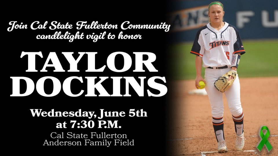 Please join the Cal State Fullerton community in a candlelight vigil for #16. Such a ray of light Taylor was and always will be❤️ #Titanpride #fullerton_sb