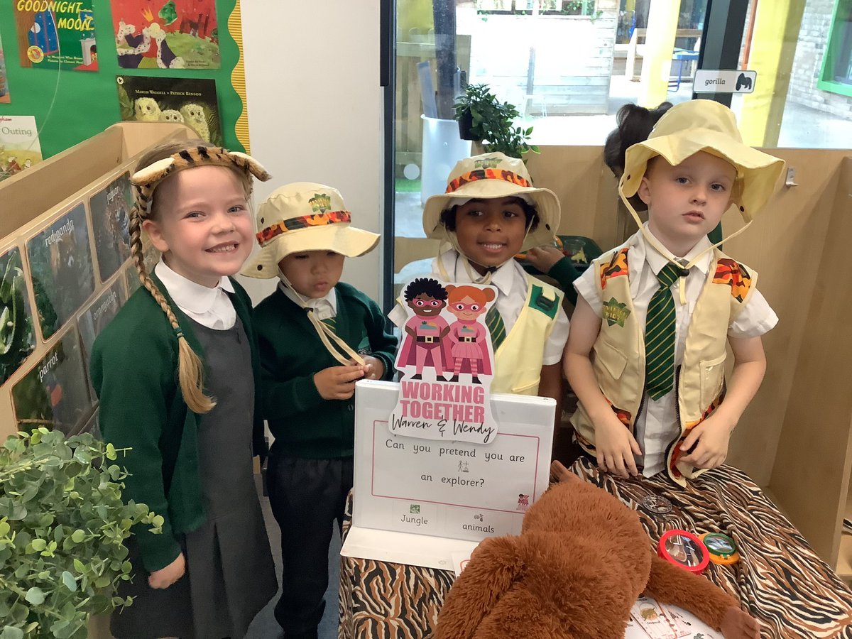 GRPAHazel's tweet photo. The children in Hazel class have enjoyed exploring the new jungle themed explorer resources so far this week and we have had some wild representations of the animals in the classroom too… 🐊 🐍 🐆 🐸 https://t.co/8zec77Nrv5