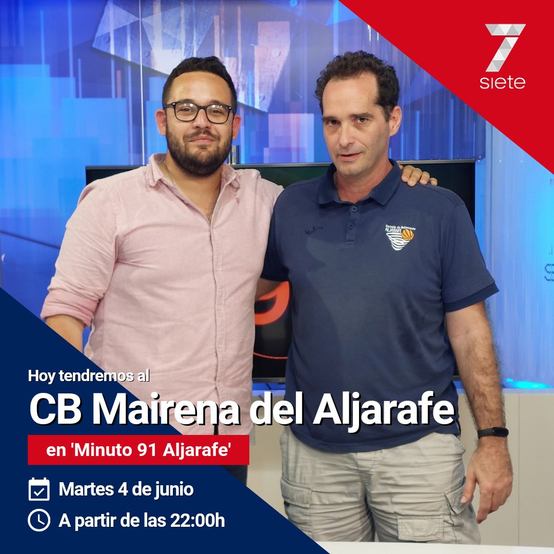 7TVAljarafe's tweet photo. 🔴⚫️ 𝗠𝗜𝗡𝗨𝗧𝗢 𝟵𝟭 𝗔𝗟𝗝𝗔𝗥𝗔𝗙𝗘 ⚫️🔴

🏀 Hoy tendremos en plató al presidente del @basketmairenalj, Ivan González, para contarnos cómo ha ido la temporada en el club.

📅 Cada martes
⏰ 22:00
🙋🏻‍♂️ @PABL0SA

#Minuto91Aljarafe https://t.co/zw2ae3wWB4