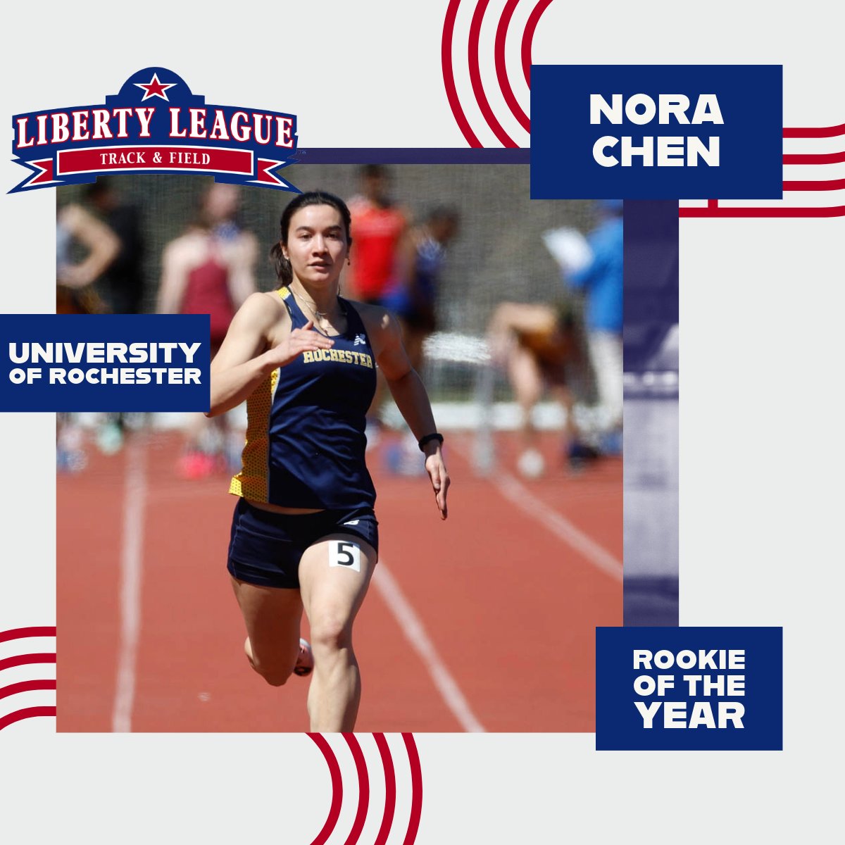 LLAthletics's tweet photo. Hats off to @UofRathletics Nora Chen, the 2024 Liberty League Women's Outdoor Track &amp; Field Rookie of the Year! #LLTrackField https://t.co/U4SJUASo7k