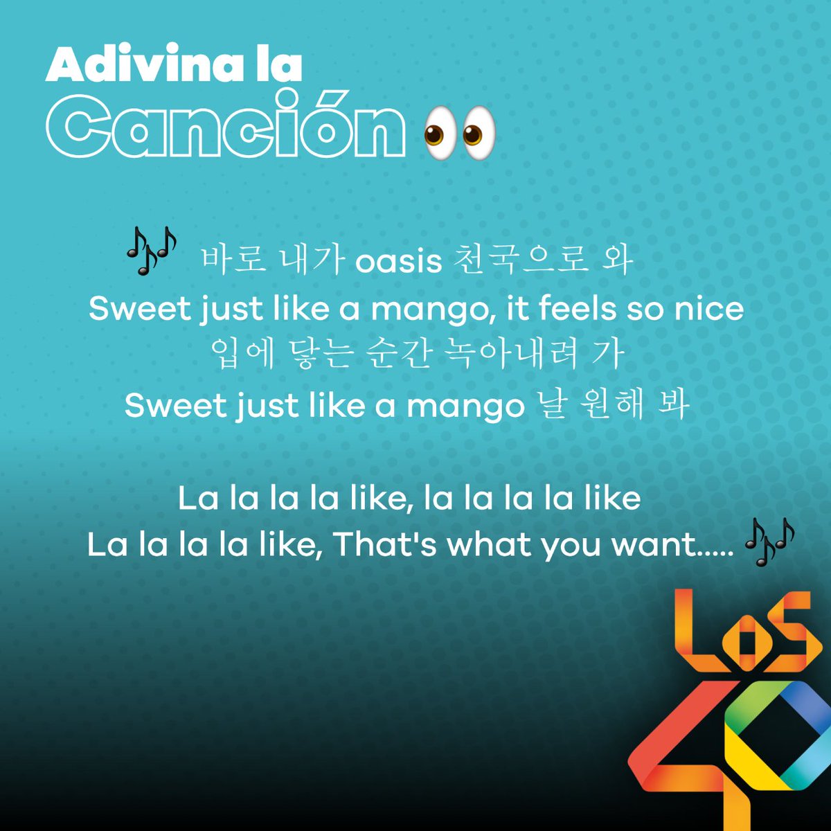#AdivinaAdivinador ¿A quién le pertenece la letra de esta canción? 👀

👇🏻Escríbenos la respuesta en los comentarios, y diviértete junto a LOS40 🔥

#Kpop #LOS40 #Ecuador #LaMusicaEsVida #Canciones #Tendencia #quito